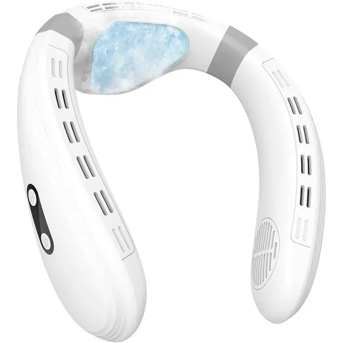 Ventilateur de cou sans pales - Belle commode - 3 vitesses - Plaque de refroidissement - Rechargeable USB — coloris Blanche