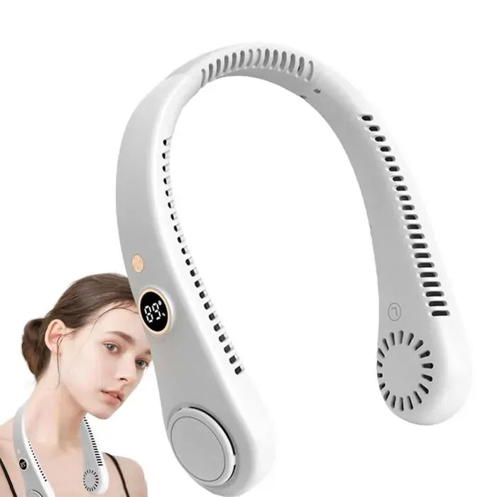 Ventilateur de cou silencieux sans pales rechargeable design casque USB 5 vitesses. Meoiruery