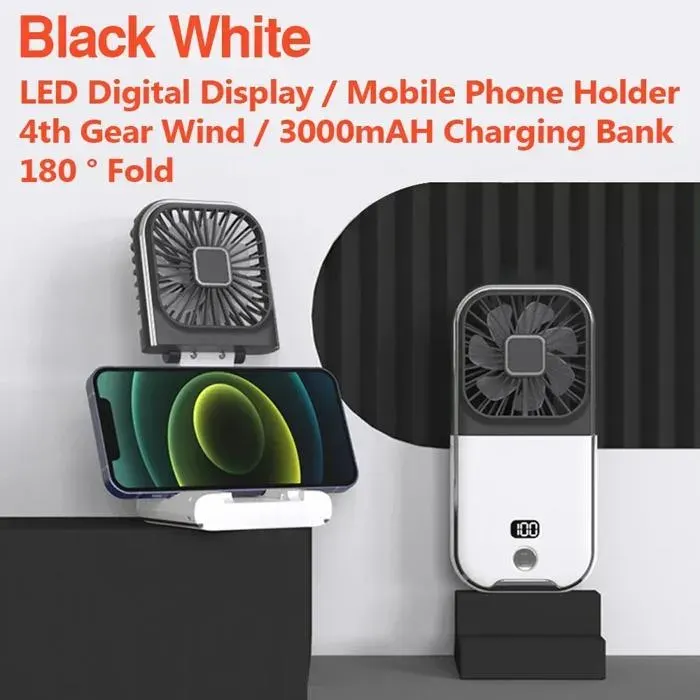 Ventilateur de cou silencieux4 vitesses réglablesRechargeable par USBDissipation thermique rapiderefroidisseur dair-3000mAh
