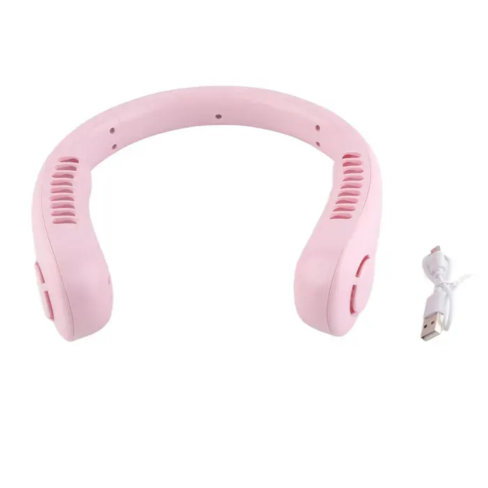 Ventilateur de cou USB – MLBQ – 3 vitesses silencieuses – sans pales – rose