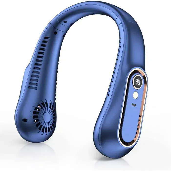 Ventilateur de cou – Ventilateur de cou rechargeable et portable sans pales avec 5 vitesses réglables et rotation à 720°