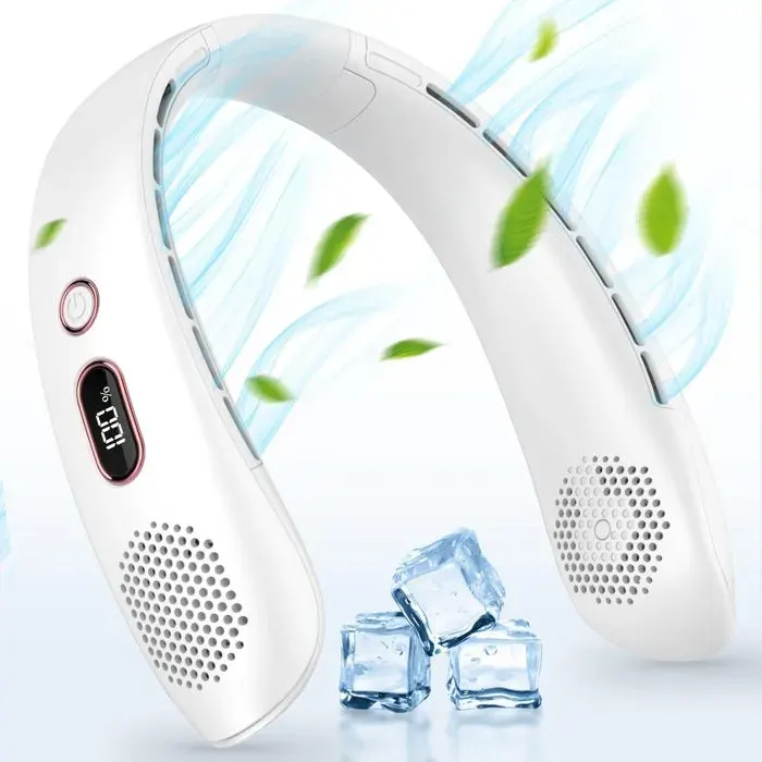 Ventilateur de cou ventilateur portable silencieux à 360° ventilateur de cou USB à 3 vitesses avec affichage LED adapté au bureau