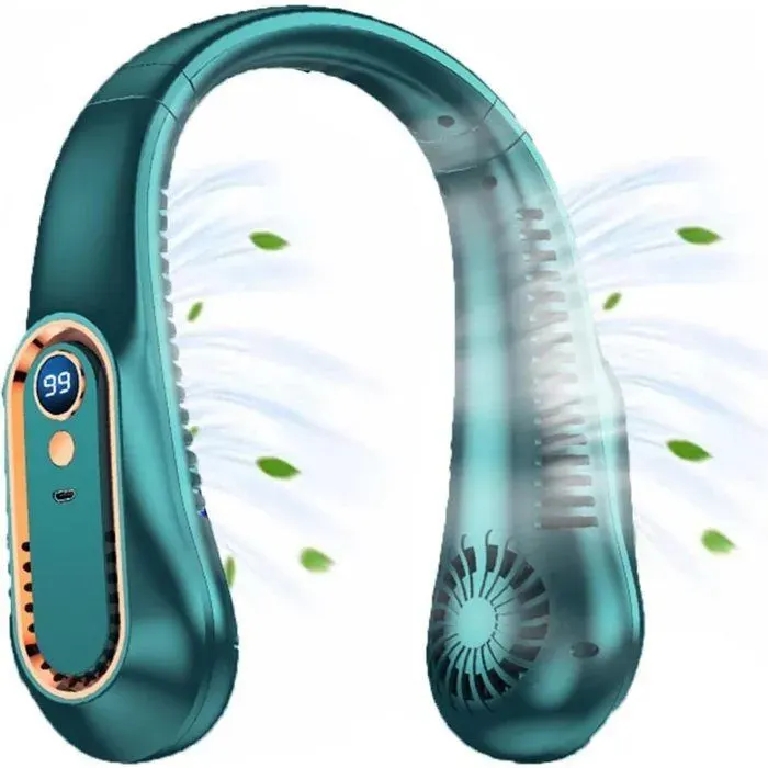 Ventilateur de cou Vert - Ventilateur de cou - 5 supports - Sans fil - Ventilateur de cou - Ventilateur de visage HBCL