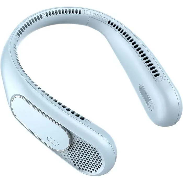 Ventilateur de Cou3 Vitesses Rechargeable USB Longue Autonomie Fonctionnement silencieux pour Voyage Bureau Extérieur Azuré