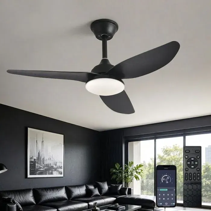 Ventilateur de Plafond 100 cm avec Lumière LED Moteur DC Réversible Silencieux 6 Vitesses Dimmable Fonction Mémoire Lustre