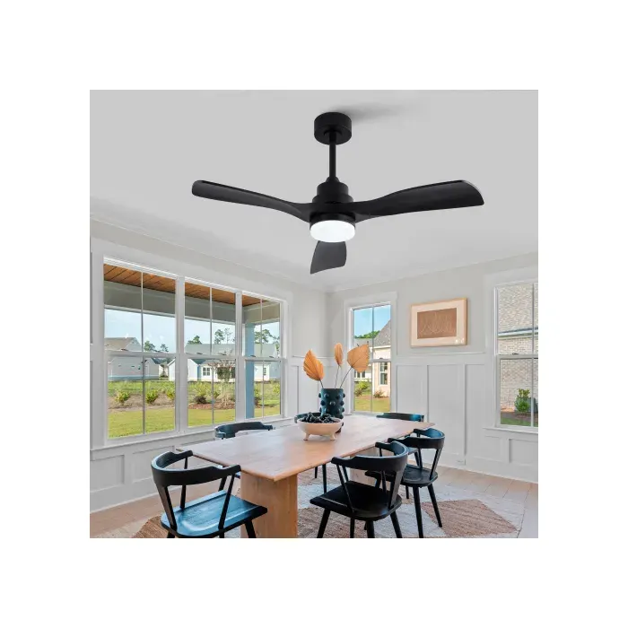 Ventilateur de plafond 106 cm avec lumière LED télécommande moteur DC silencieux 6 vitesses noir