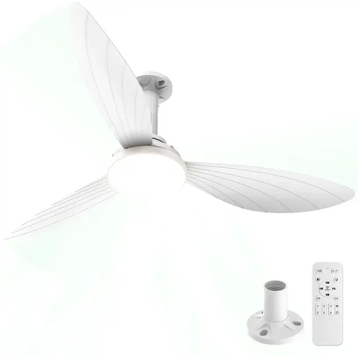 Ventilateur de plafond 106 cm avec lumière - moteur DC ultra silencieux 6 vitesses douille E27 montage rapide 3 étapes