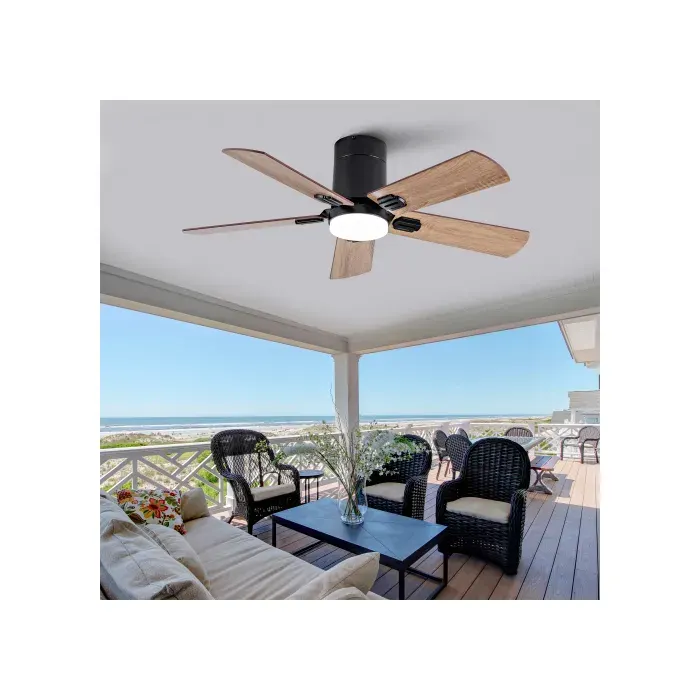 Ventilateur de plafond 106 cm LED dimmable télécommande moteur DC silencieux 6 vitesses réversible noir