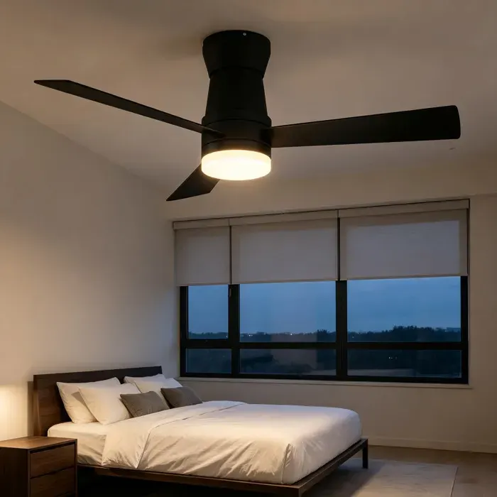 Ventilateur de plafond 106cm noir LED 3 couleurs 6 vitesses silencieux 30-45dB réversible été/hiver télécommande minuterie