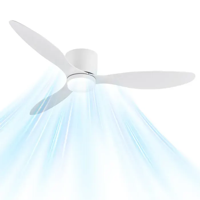 Ventilateur de plafond 107 cm– avec éclairage LED tricolore réglable – 180 tr/min – 6 vitesses – minuterie réversible – blanc