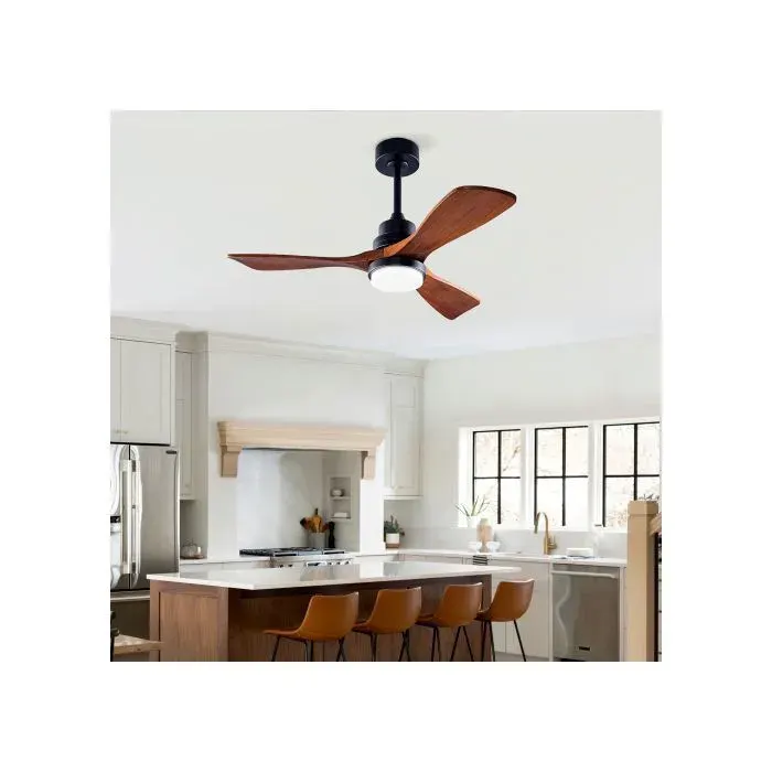 Ventilateur de plafond 107 cm avec lumière LED télécommande moteur DC réversible 6 vitesses noir