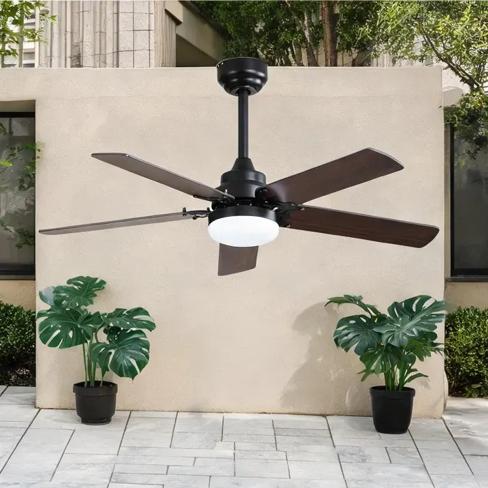 Ventilateur de plafond 107 cm classic black moteur DC silencieux et LED 18W réversible avec télécommande