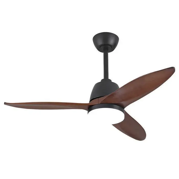 Ventilateur de plafond 107CM noir -avec Lumière Dimmable et Télécommande -pales bois massif -moteur dc réversible -6 Vitesses