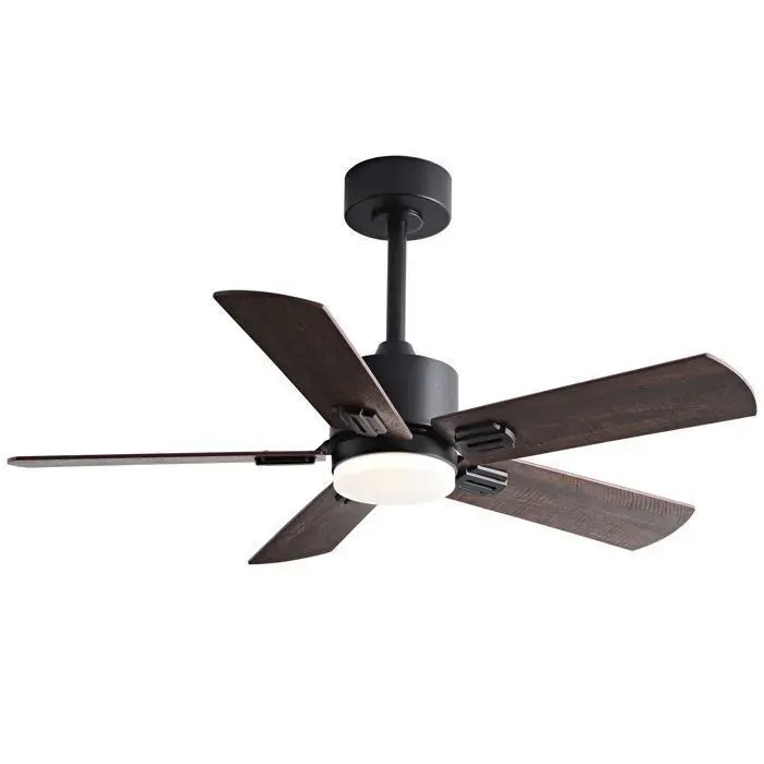 Ventilateur de Plafond 107CM noiravec Lumière LED et Télécommande style ferme Pales Réversibles moteur puissant silencieux