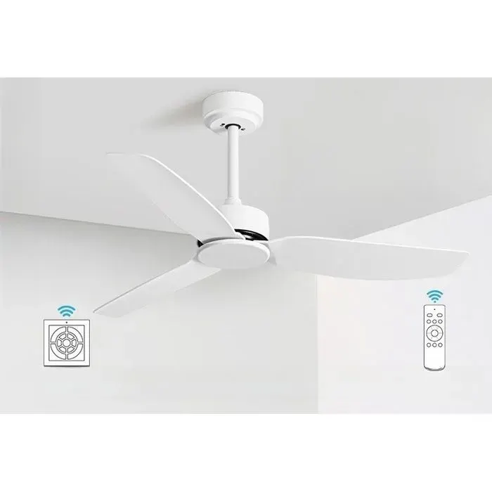 Ventilateur de plafond 114 cm sans lampe silencieux moteur réversible 6 vitessesCommande par interrupteur muralBlanc