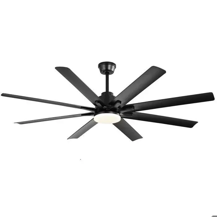 Ventilateur de plafond 132 cm avec éclairage dimmable télécommande 8 pales ABS noir