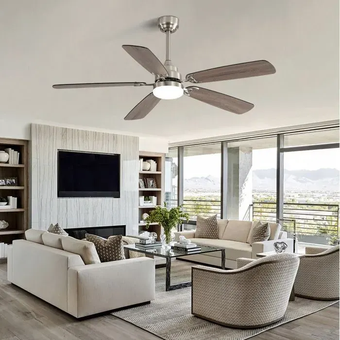 Ventilateur de plafond 132 cm avec LED 18W 3 températures intensité variable moteur DC réversible