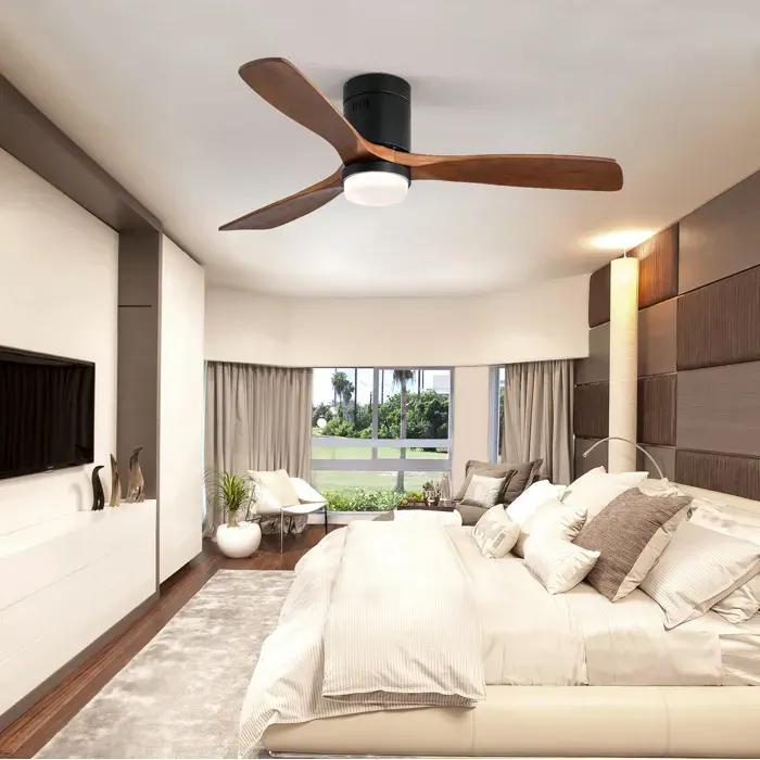 Ventilateur de plafond 132 cm avec lumière LED 18 W moteur DC réversible silencieux télécommande noir