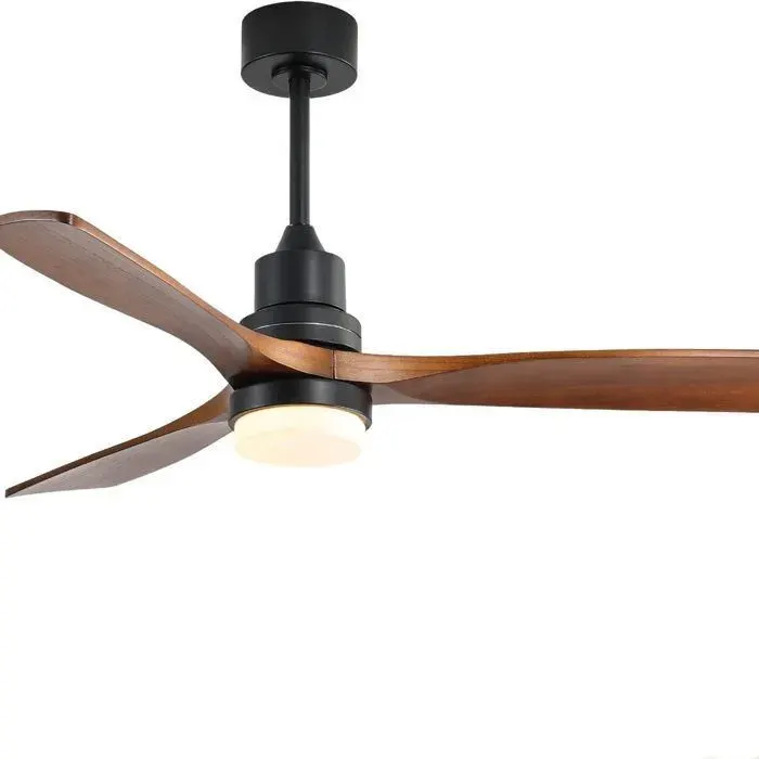 Ventilateur de Plafond 132 cm avec Lumière LED et Télécommande Moteur DC Silencieux Réversible 6 Vitesses Bois Noir