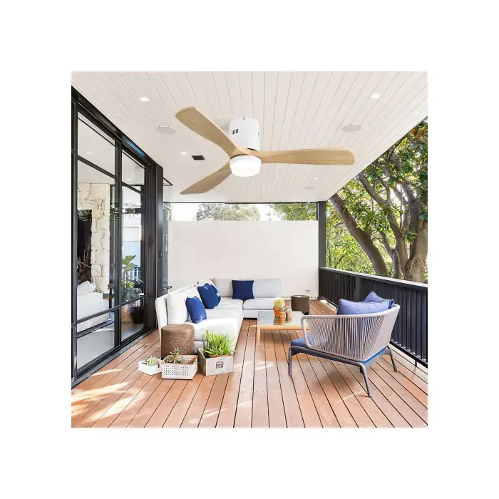 Ventilateur de plafond 132 cm avec lumière LED télécommande moteur DC réversible 6 vitesses blanc
