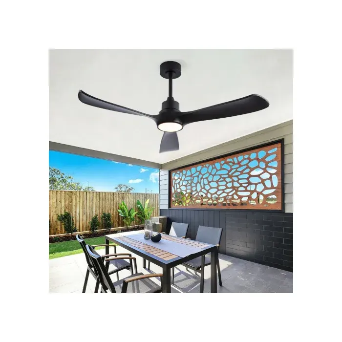 Ventilateur de plafond 132 cm avec lumière LED télécommande moteur DC réversible silencieux 6 vitesses noir