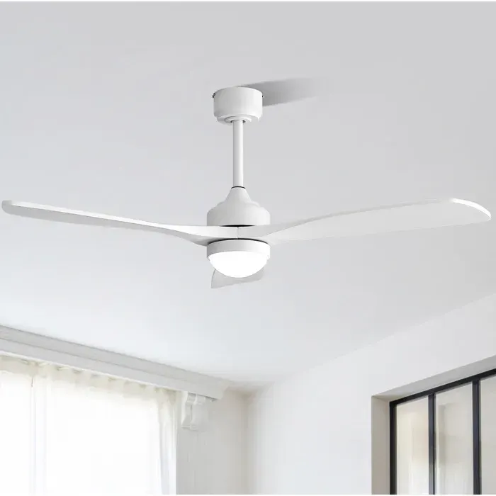 Ventilateur de plafond 132 cm blanc avec lumière LED moteur DC silencieux 6 vitesses télécommande