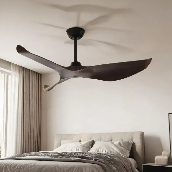 Ventilateur de plafond 132 cm design moderne en ABS noir 6 vitesses télécommande moteur DC silencieux