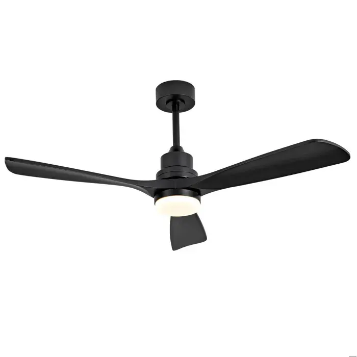 Ventilateur de plafond 132 cm noir avec LED télécommande 6 vitesses bois et métal