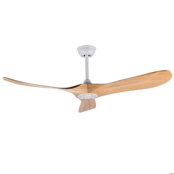 Ventilateur de plafond 132cm 3 pales bois mémoire télécommandemoteur DC silencieuxréversible –intext terrasse salon