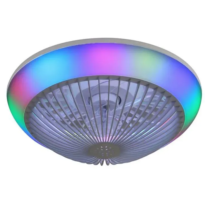 Ventilateur De Plafond 15 Pouces LED RGB dimmable réversible silencieux ABS transparent blanc blanc VENTILATEUR DE PLAFOND