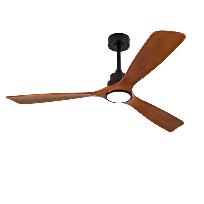 Ventilateur de plafond 152 cm éclairage LED 3 couleurs dimmable 3 pales Métal et bois noyer et noir réversible 6 vitesses