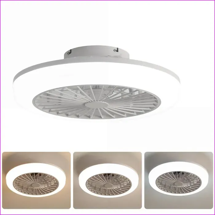 Ventilateur de plafond - 18 pouces sans pales avec lumière et télécommande – Blanc