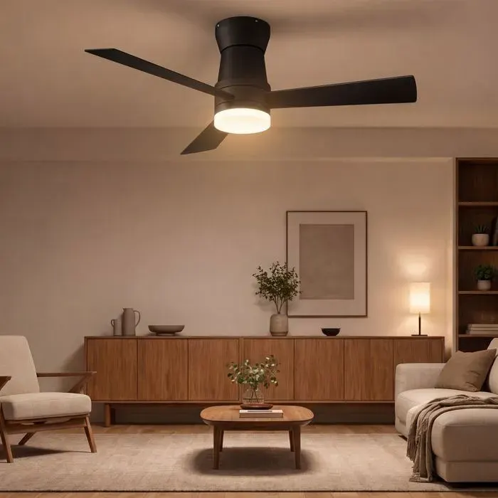 Ventilateur de Plafond 2 en 1 avec 42 Pouces 3 Pales Plafonnier Ventilateur Silencieux avec LED Dimmable et 6 VitessesNoir