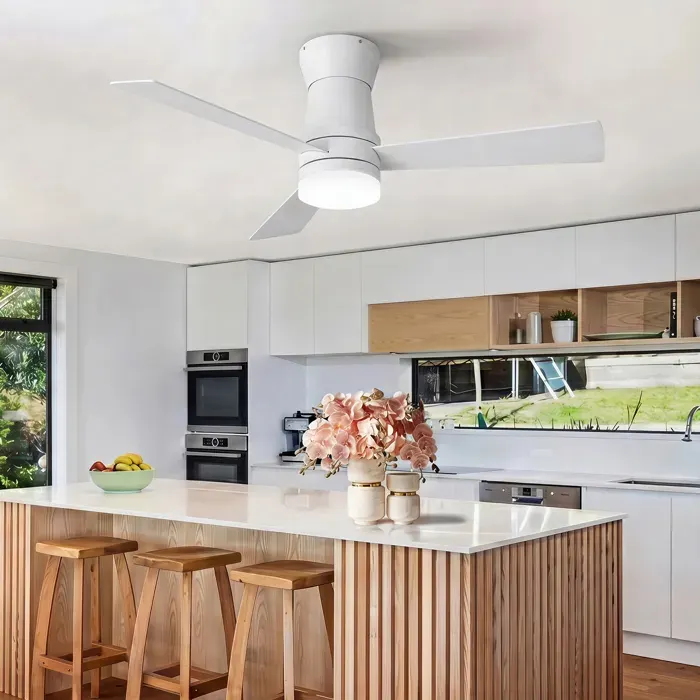 Ventilateur de Plafond 2 en 1 avec 42 Pouces 3 Pales Plafonnier Ventilateur Silencieux avec LED Dimmable et 6 VitessesBlanc