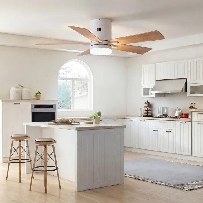 Ventilateur de Plafond 2 en 1 avec 42 Pouces 5 Pales Plafonnier Ventilateur Silencieux avec LED Dimmable et 6 VitessesBois Naturel