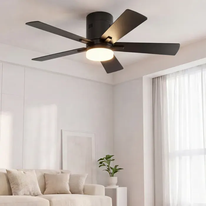 Ventilateur de Plafond 2 en 1 avec 42 Pouces 5 Pales Plafonnier Ventilateur Silencieux avec LED Dimmable et 6 VitessesNoir