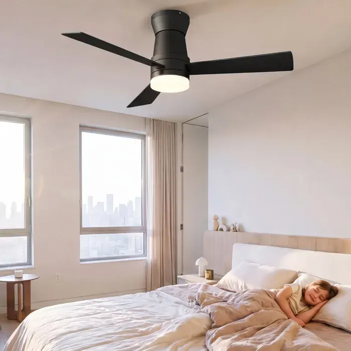 Ventilateur de Plafond 2 en 1 avec 52 Pouces 3 Pales Plafonnier Ventilateur Silencieux avec LED Dimmable et 6 VitessesNoir