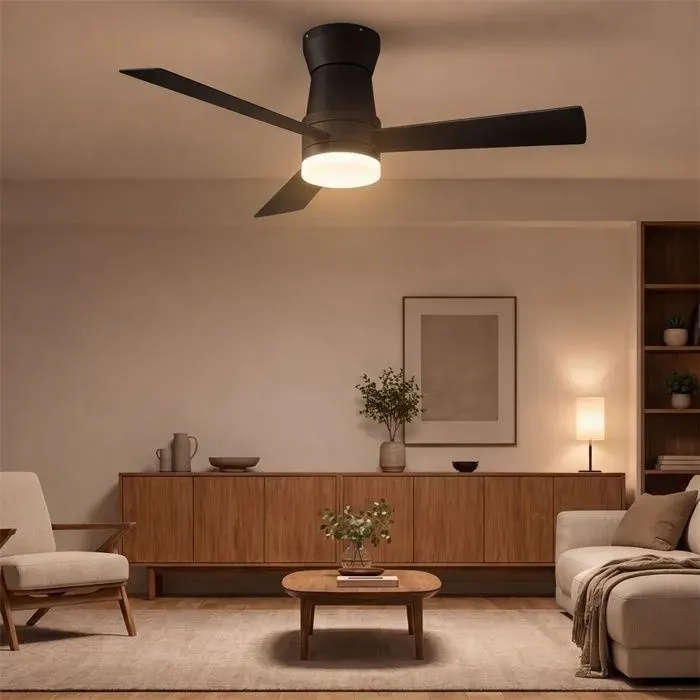 Ventilateur de plafond 2-en-1 avec éclairage LED - 132 cm (52) - 3 pales - Noir moderne