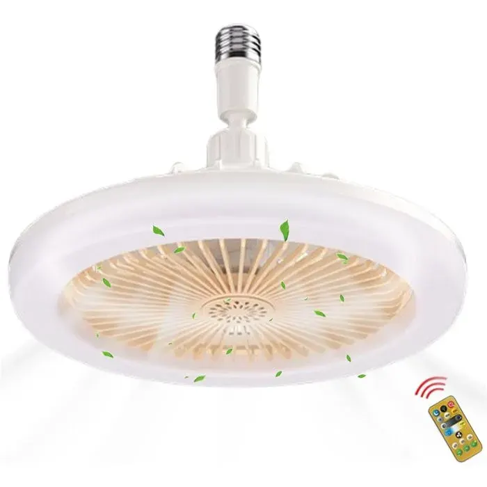 Ventilateur de plafond 2-en-1 E27 lumière et télécommande design mince fermé pour ventilation et éclairage optimal