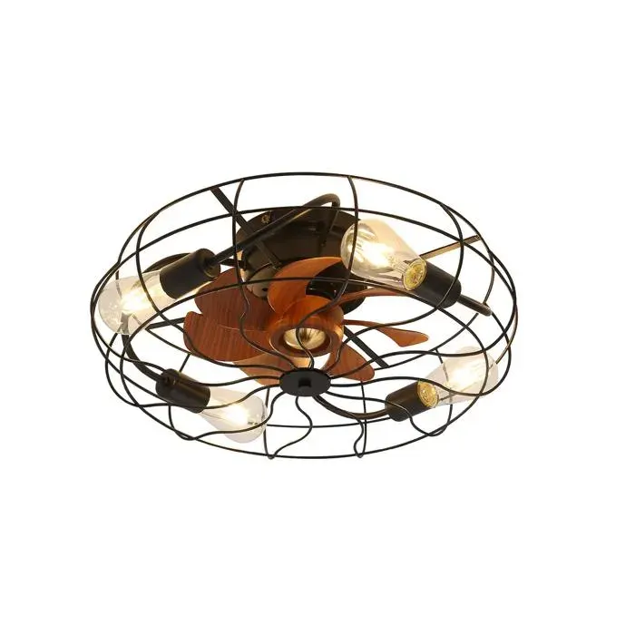Ventilateur de plafond 20 pouces noir avec lumière télécommande 7 pales ABS et moteur DC réversible
