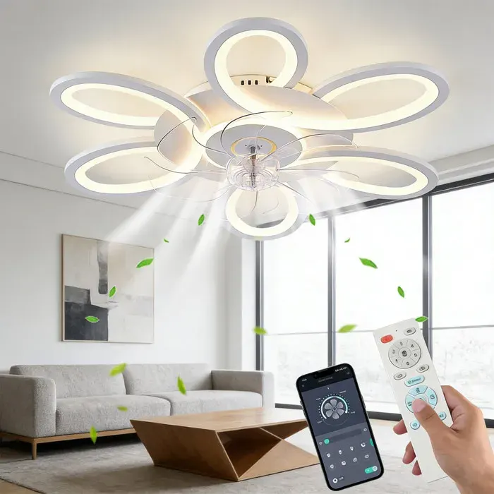 Ventilateur de Plafond 25 Pouces avec LED – Intelligent (APP Télécommande) Silencieux 3500lm – Pour Chambre Cuisine Salon