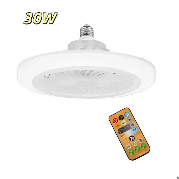 Ventilateur de plafond 3 en 1 E27 dimmable 3 vitesses avec télécommande pour le salon la chambre ou une chambre détudiant