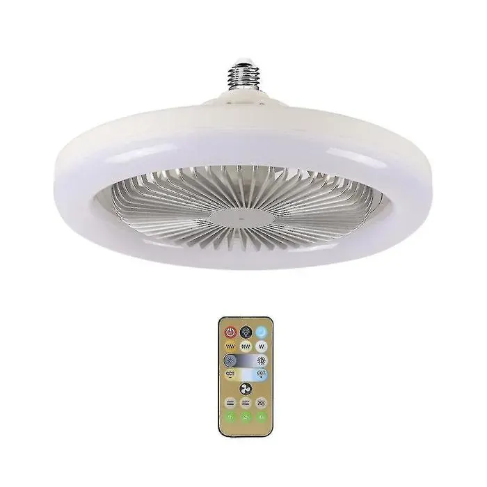 Ventilateur de plafond 30W avec éclairage intégré - Éclairage de plafond E27 télécommandé pour chambre et salon