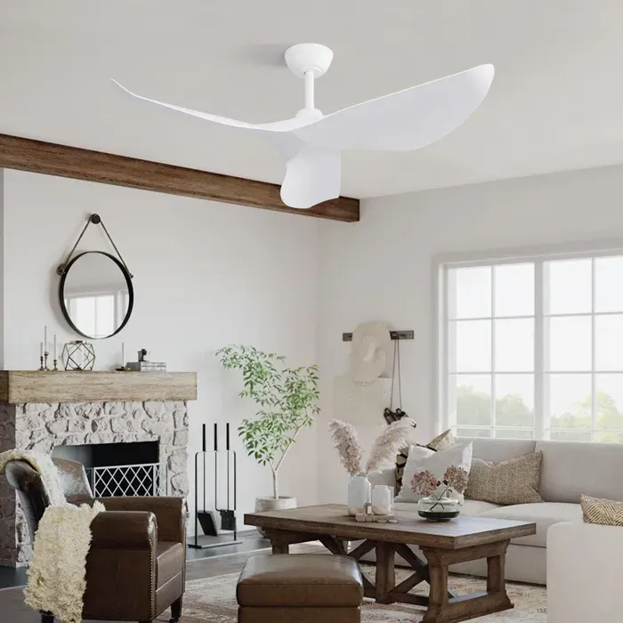 Ventilateur de plafond 38 pouces sans éclairage - BEAUNIV - Moteur DC réversible en ABS - Blanc - 96 cm