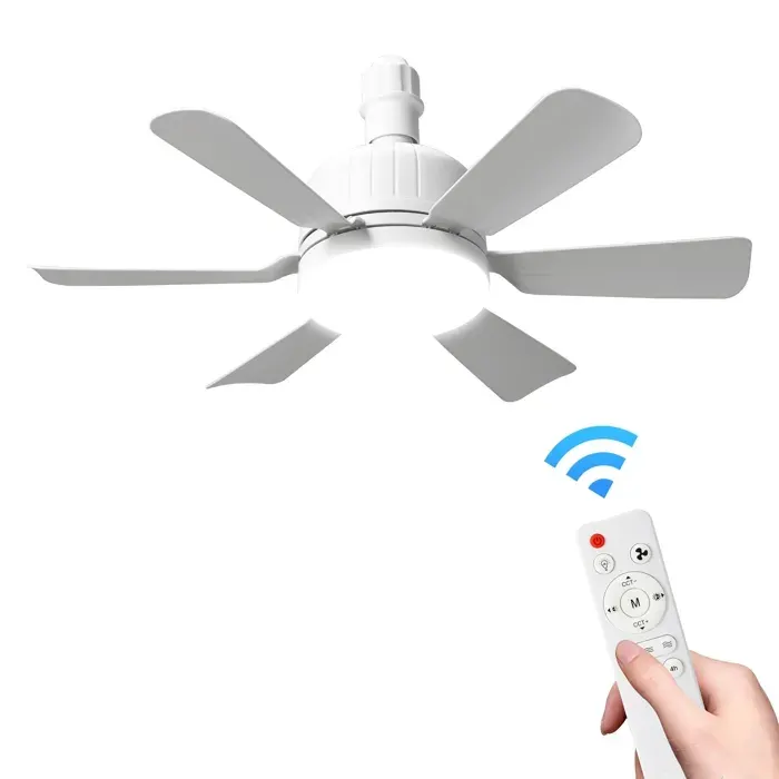 Ventilateur de plafond 40W avec lumière et télécommande E27 réglable trois vitesses de ventilation fonctionnement silencieux