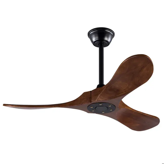 Ventilateur de plafond 42 pouces 3 pales en bois noir et noyer design hélice sans éclairage télécommande JOINERY