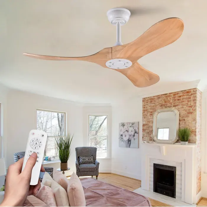 Ventilateur de plafond 42 pouces 3 pales en bois télécommande sans éclairage