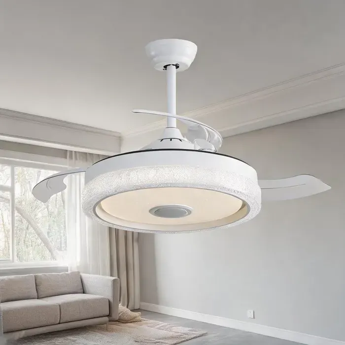 Ventilateur de plafond 42 pouces avec éclairage LED 32W multicolore pales ABS télécommande soft white