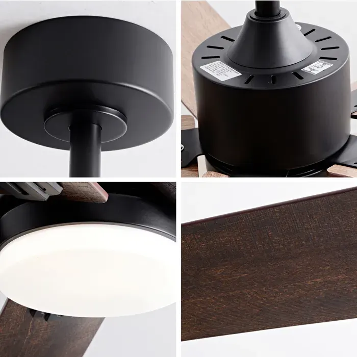 Ventilateur de plafond 42 pouces avec LED 20W télécommande 6 vitesses réversible 5 pales métal bois JOINERY
