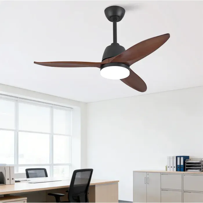 Ventilateur de plafond 42 pouces avec LED dimmable 3 tons moteur DC réversible bois noir noyer foncé